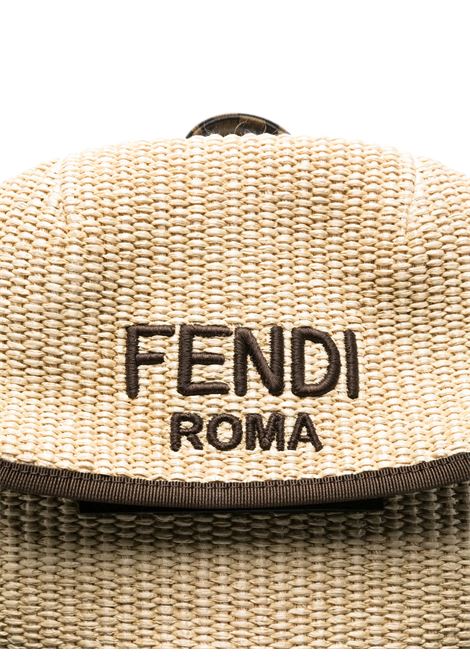 Zaino In Rafia Naturale Con Motivo FF FENDI KIDS | 8BZ055-AUINF1O87